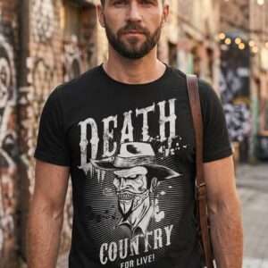 Men’s White Graphic T-Shirt – “Death Country For Live” Street Style Tee